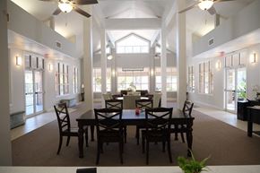 Clermont apartment for rent - A dining room with a table set for six.