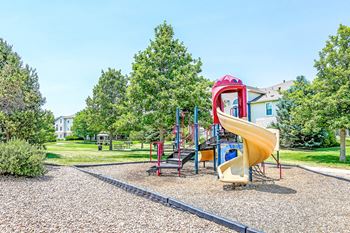 Childrens playground with slide and play structures