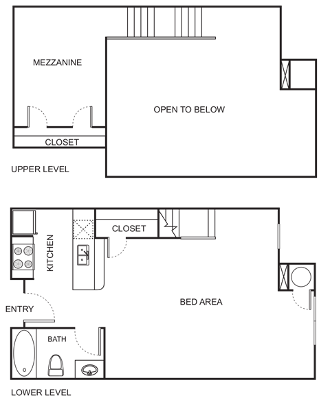 Floor plan for studio, 1 bath, 756 sqft