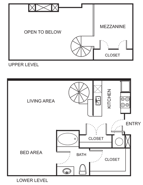 Floor plan for studio, 1 bath, 814 sqft