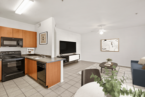 Mesa apartment for rent - kitchen and living room at San Fernando Apartments, Mesa, 85205  