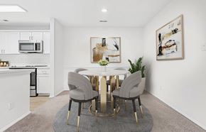 Charlotte apartment for rent - A modern dining room at Southpark Commons Apartment Homes, Charlotte