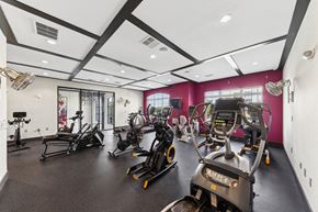 Louisville apartment for rent - A gym with a row of treadmills and elliptical machines.