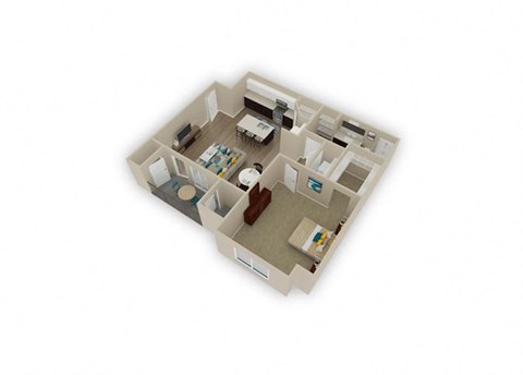 Floor plan for 1 bed, 1 bath, 949 sqft