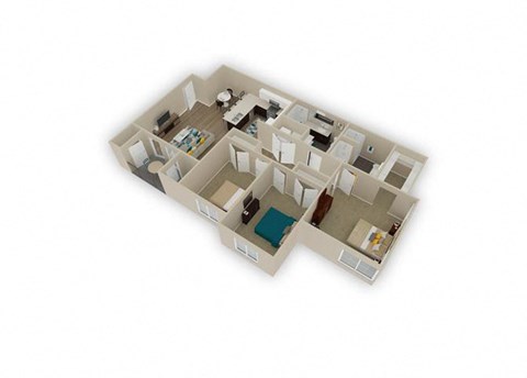 Floor plan for 3 beds, 2 baths, 1352 sqft