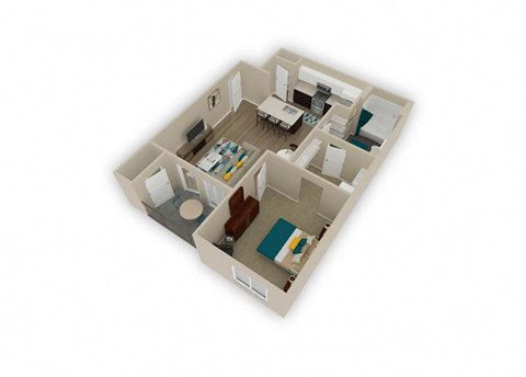 Floor plan for 1 bed, 1 bath, 715 sqft