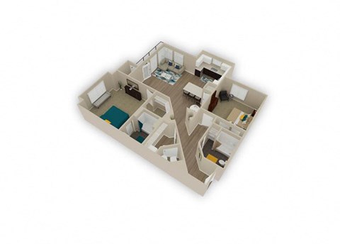 Floor plan for 2 beds, 2 baths, 1294 sqft
