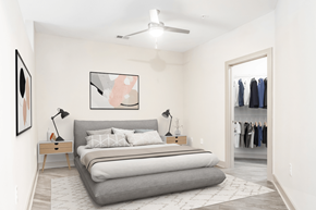 Durham apartment for rent - a bedroom with a bed and a closet