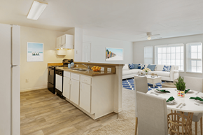 Kannapolis apartment for rent - a kitchen and living room in a 555 waverly unit