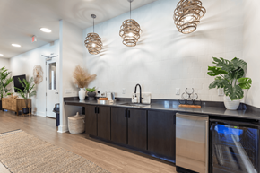 Savannah apartment for rent - A kitchen with a black counter top and a white wall.