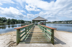 Brunswick apartment for rent - A wooden pier with a gazebo at the end.