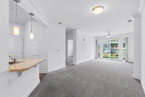 Waldorf apartment for rent - A spacious room with a carpeted floor and a ceiling fan.
