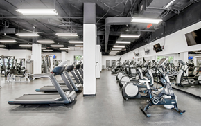 Denver apartment for rent - A gym with treadmills and exercise bikes.
