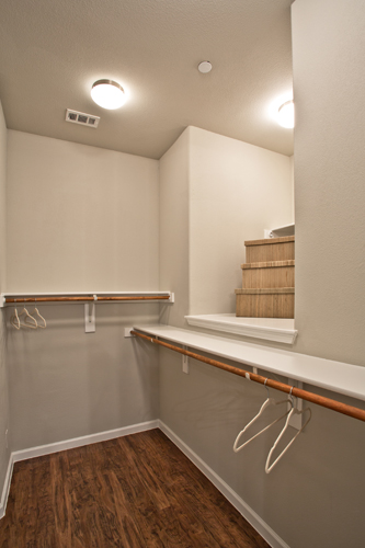 Spacious walk-in closets