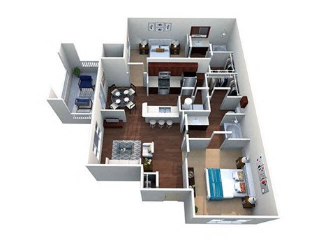 Floor plan for 2 beds, 2 baths, 1055 sqft