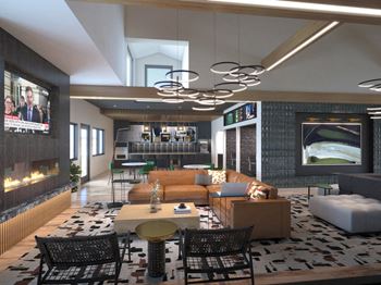 Community clubhouse with coffee bar and shuffleboard