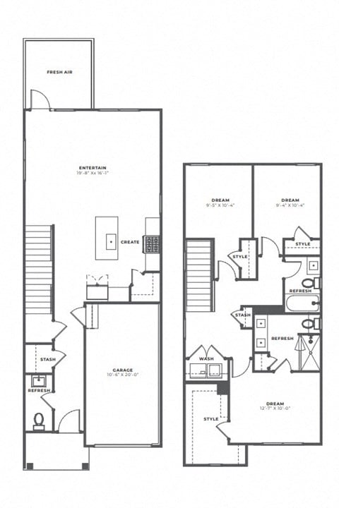 Floor plan for 3 beds, 2.5 baths, 1475 sqft