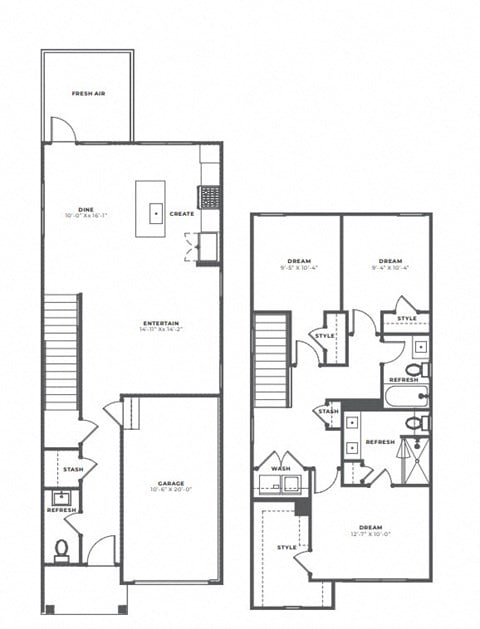 Floor plan for 3 beds, 2.5 baths, 1475 sqft