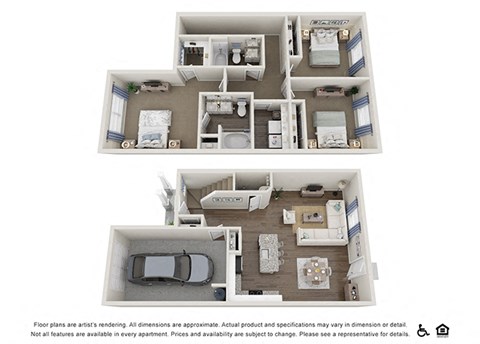 Floor plan for 3 beds, 2.5 baths, 1613 sqft