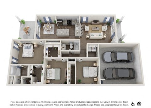 Floor plan for 3 beds, 2 baths, 1510 sqft