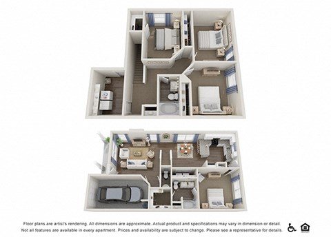 Floor plan for 4 beds, 2.5 baths, 1853 sqft