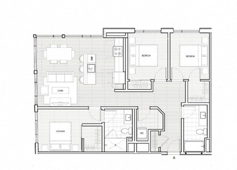 Floor plan for 3 beds, 2 baths, 1174 sqft