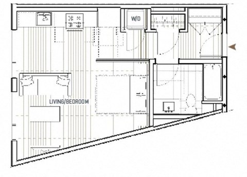 Floor plan for studio, 1 bath, 548 sqft