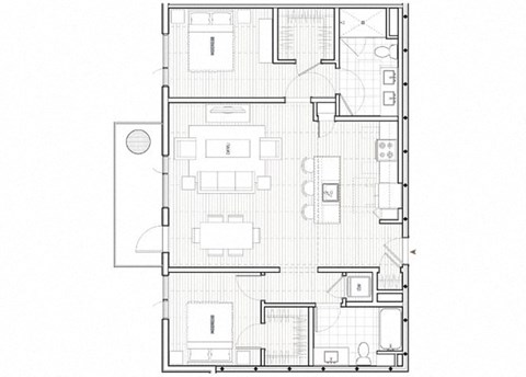 Floor plan for 2 beds, 2 baths, 1139 sqft
