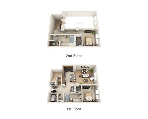 Floor plan for 2 beds, 2 baths, 1538 sqft