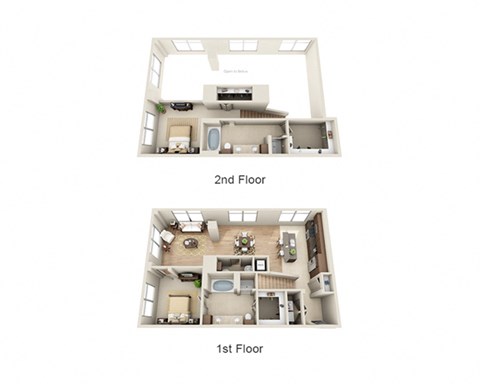 Floor plan for 2 beds, 2.5 baths, 1803 sqft