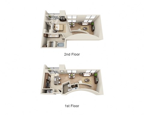 Floor plan for 1 bed, 1.5 baths, 1130 sqft