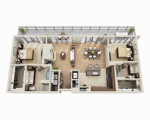 Floor plan for 2 beds, 2 baths, 1461 sqft