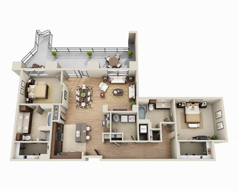 Floor plan for 2 beds, 2 baths, 1791 sqft