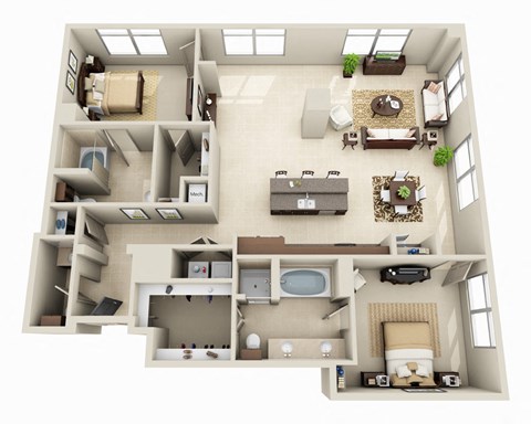 Floor plan for 2 beds, 2.5 baths, 1789 sqft