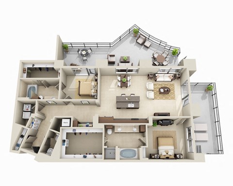 Floor plan for 2 beds, 2.5 baths, 1696 sqft