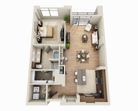 Floor plan for 1 bed, 1 bath, 1095 sqft