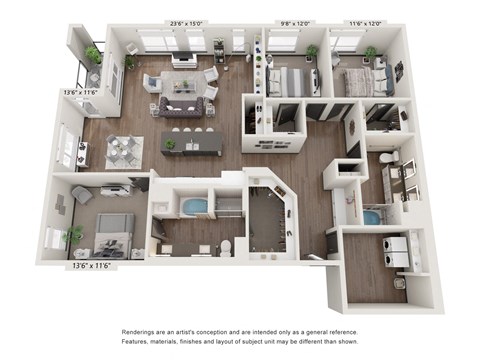 Floor plan for 3 beds, 2 baths, 1900 sqft