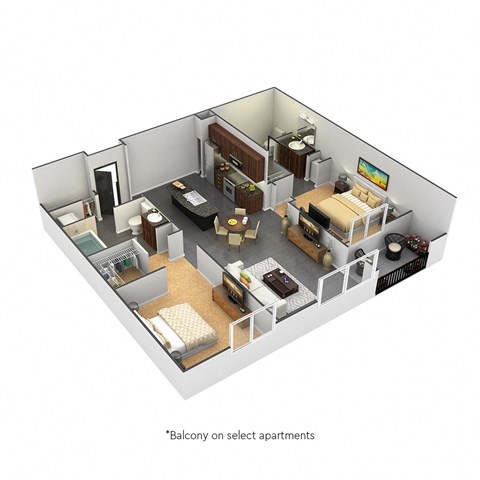 Floor plan for 2 beds, 2 baths, 1102 sqft