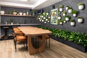 Bellevue apartment for rent - A modern dining area with a wooden table and chairs.