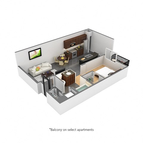 Floor plan for 1 bed, 1 bath, 796 sqft