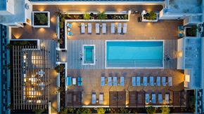 Livermore apartment for rent - rooftop pool aerial view