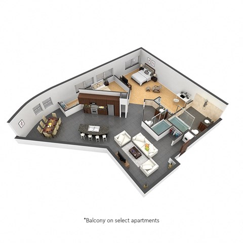Floor plan for 2 beds, 2 baths, 1082 sqft