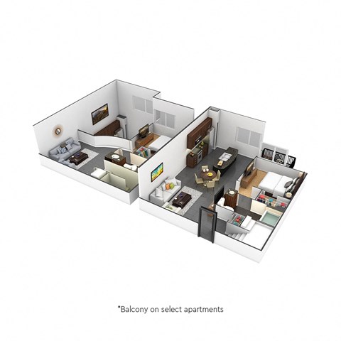 Floor plan for 2 beds, 2 baths, 1238 sqft
