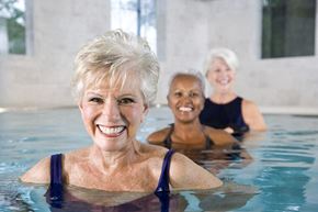 Anaheim apartment for rent - three older women in a swimming pool