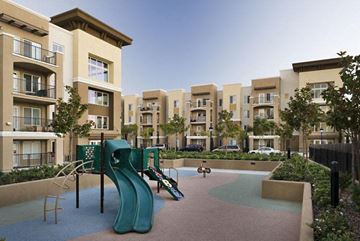 Milpitas apartment for rent - a childrens playground in the middle of an apartment complex