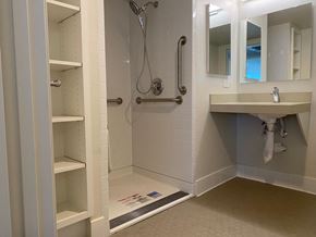 Huntington Park apartment for rent - a bathroom with a shower and a sink in it