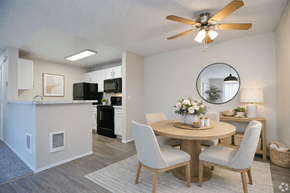 Lynnwood apartment for rent - A dining room with a round table and chairs.