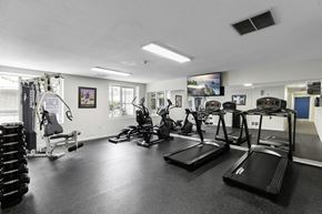 Seattle apartment for rent - a gym with cardio equipment and a flat screen tv at Willows Court Apartment Homes, Washington, 98125