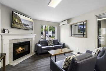 Seattle apartment for rent - a living room with couches and a fireplace