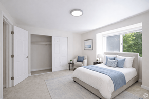 Edmonds apartment for rent - A bedroom with a large bed and a window.